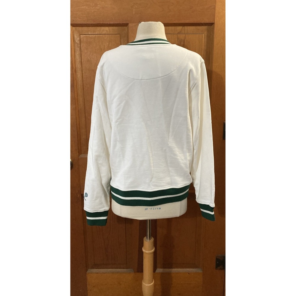 Ellsworth & Ivey Elle Tennis Sweatshirt Women's Sz S White Green Cotton Preppy - Picture 3 of 9